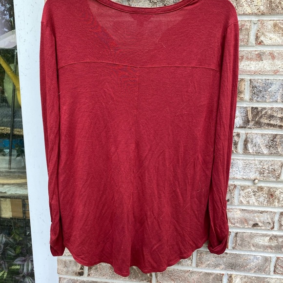 Red/Burgundy Velvet Lucky Brand Long Sleeve Blouse - Picture 8 of 12